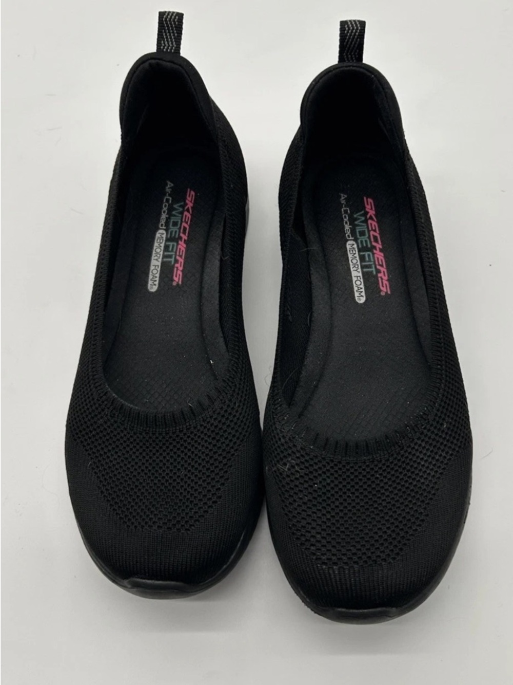 Skechers Black Slip-On Knit Ballet Flats with Memory Foam